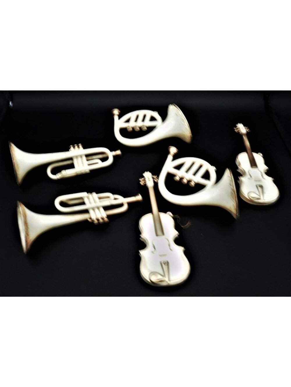 Christmas Ornaments Large Blow Mold Style Musical Instruments Set of 6 Vintage